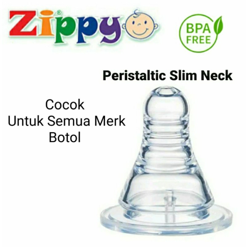 Nipple Peristaltic Slim Neck Dodo | Zippy S M L | Cocok Semua Botol | Nipple Slim Neck Silicone Lembut