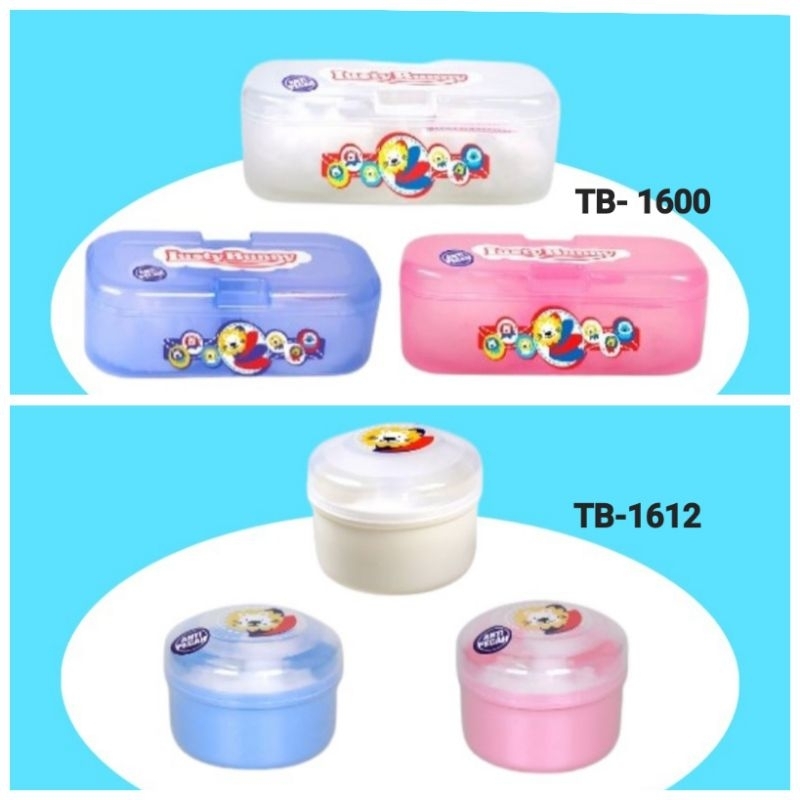 Lusty Bunny All In ONE Powder Case Anti Pecah Singel TB1612 - Double Case TB1600 TB1526 - Lustybunny Tempat Bedak Bayi - Lusty Buny Wadah Bedak Powder Bayi Dua Sekat Dua Sisi TB-1600 TB-1612