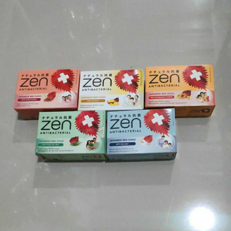 Zen Sabun Mandi Batang 1 PCS 70 g Antibacterial Body Soap Batangan Sea Salt Biru Sulphur Cream Putih Kuning Sandalwood Merah Pink Japanese Red Shiso