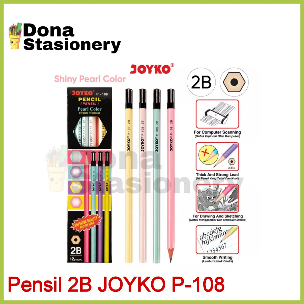 

[ 1 Pack ] Pensil 2B Joyko P-108 | Pensil joyko warna warni|Pensil joyko murah