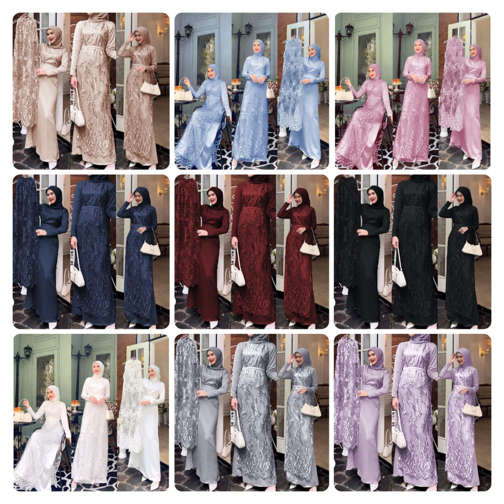 SET VABINA 2IN1 FASHION PAKAIAN WANITA INNER MAXY BUSUI VELVET DAN OUTER DRESS TANKTOP TILE MUTIARA KR