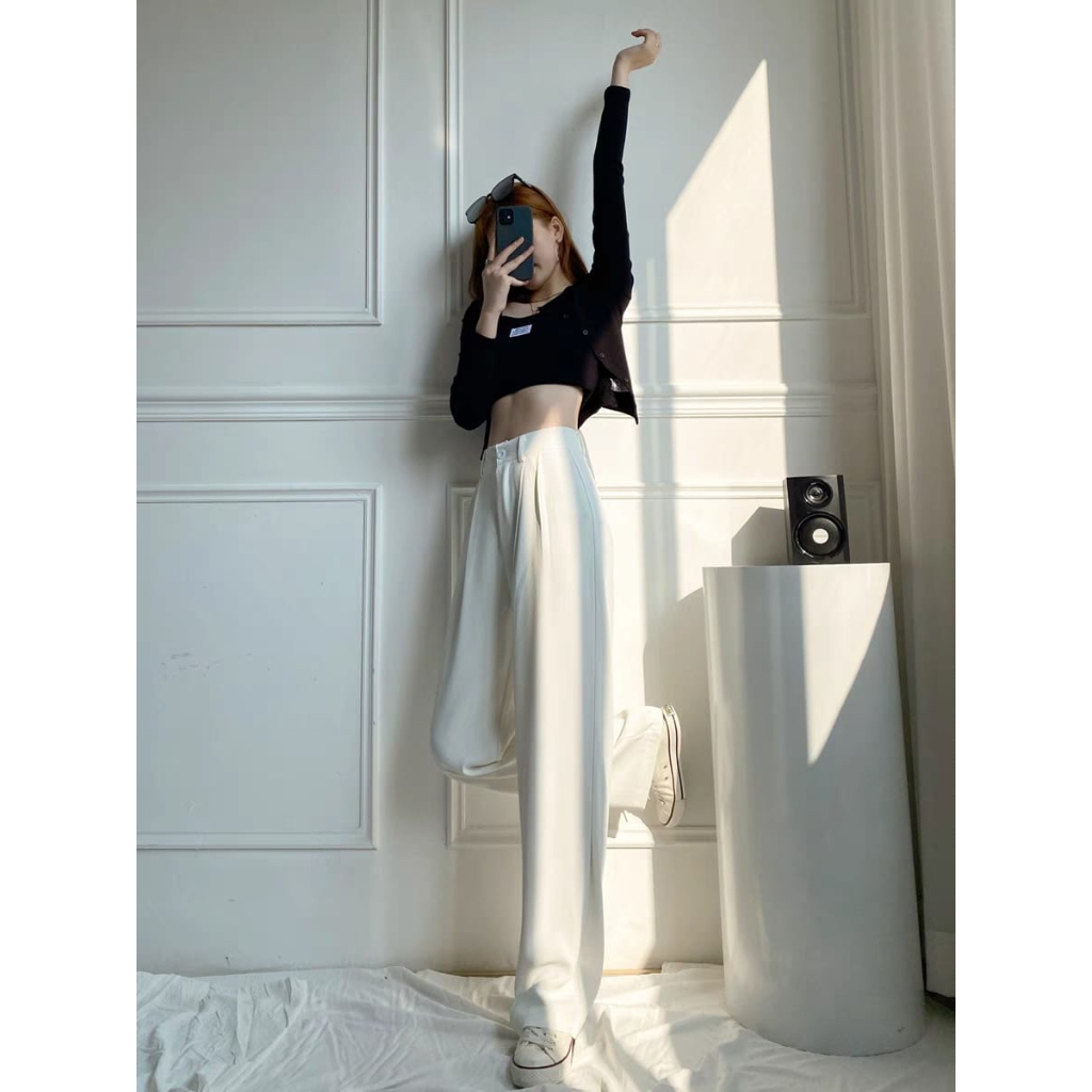 SHOEGALLERY TG1713 Celana Kulot Wanita Loose Pants Highwaist Wanita Celana Kantor Kasual Gaya Korea Kekinian/Kulot Highwaist Anti Kusut Merk Levieree Lokal