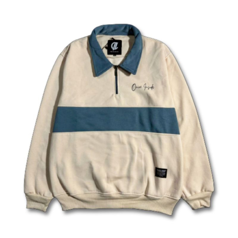 Onixe Inside Jaket Rugby Pria & Wanita (UNISEX) Kombinasi  Original High Quality Distro(Bisa COD)-RUGBY| CREM-DENIM
