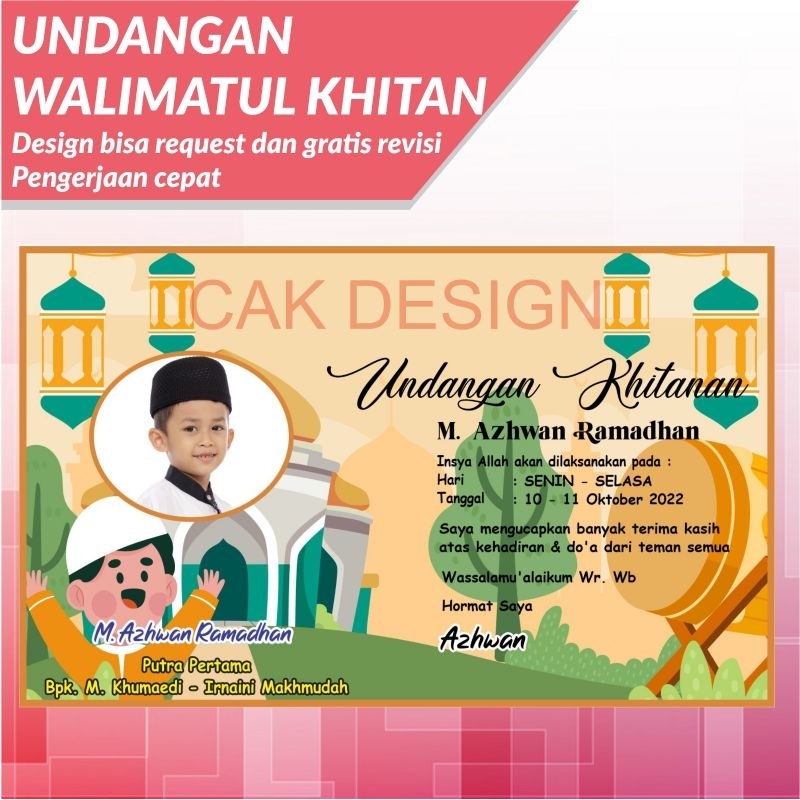 Undangan Khitan Tasyakuran Walimatul Khitanan Design bisa request anak unik kekinian digital murah t