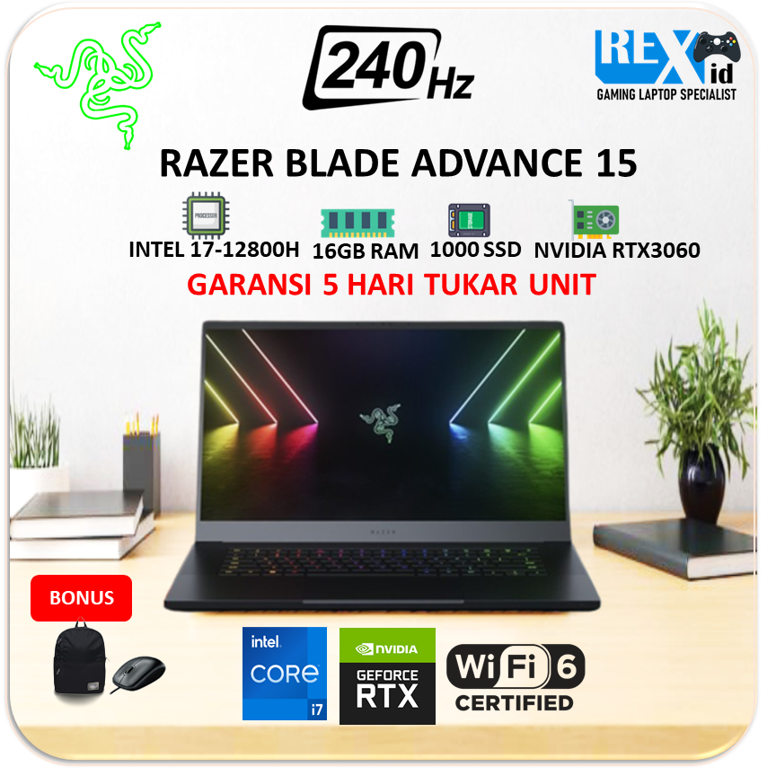 Razer BLADE ADVANCE 15 RTX3060 6GB / i7 12800H 16gbDDR5 1TBssd 240hz