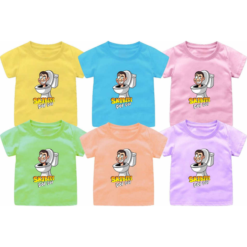 Baju Meme Virak Skibididop dop  Viral anak-anak cewek-Cowok usia 1-12Tahun ukuran S-3XL warna soft