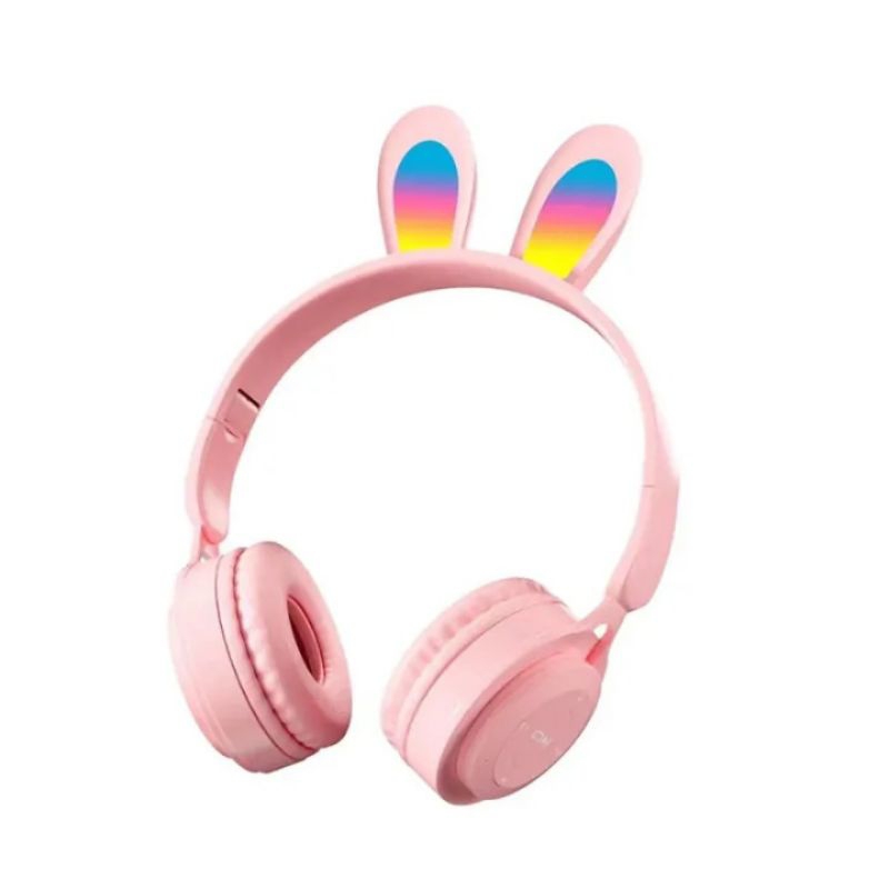 HEADSET HEADPHONE BANDO MZ-08R LED TELINGA KELINCI WIRELESS BLUETOOTH