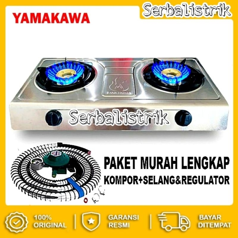 Kompor gas paket 2 tungku stainless YAMAKAWA/Kompor 2 tungku  YAMAKAWA 102