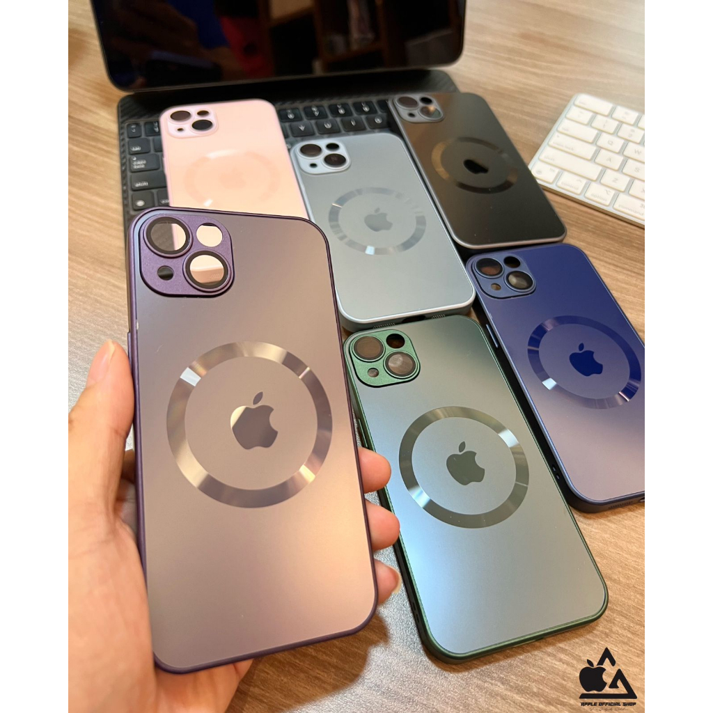 Premium Metal Ag Glass Case Matte Model Magsafe iPhone 14 Pro Max Plus 13 Pro Max 12 Pro Max Mini 11 Pro Max Tempered Glass Lens Lensa Camera Protector Protection Proteksi Pelindung Kamera Frosted Dove Doff Steel Pro Frosted Softcase High Class Silikon So