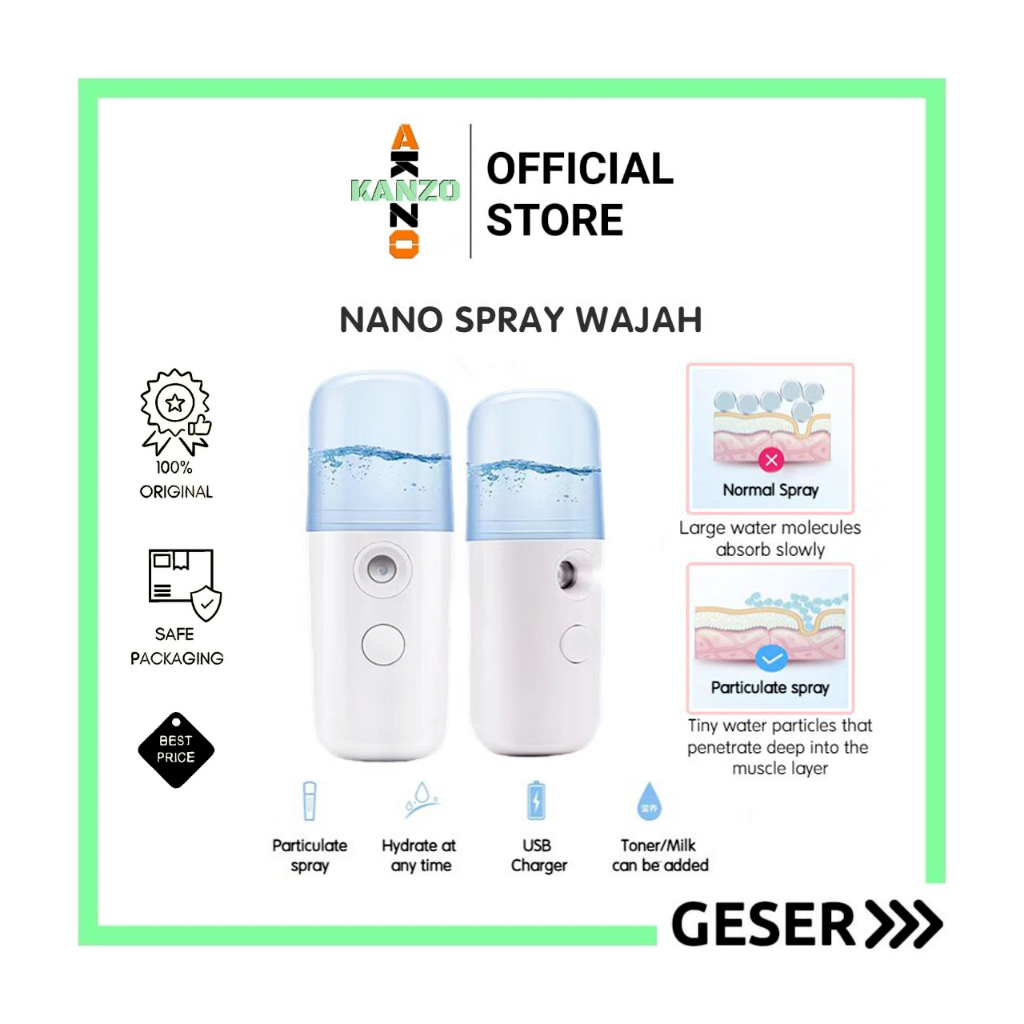 Kanzo - Nano Mist Spray Portable Facial Cooling Moisturizer / Semprotan Air Wajah USB Sprayer Bottle Tabung / Nano Spray Portable USB Face Mist