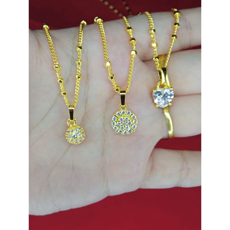 kalung rantai pentul kristal anak dan dewasa lapis emas 24k