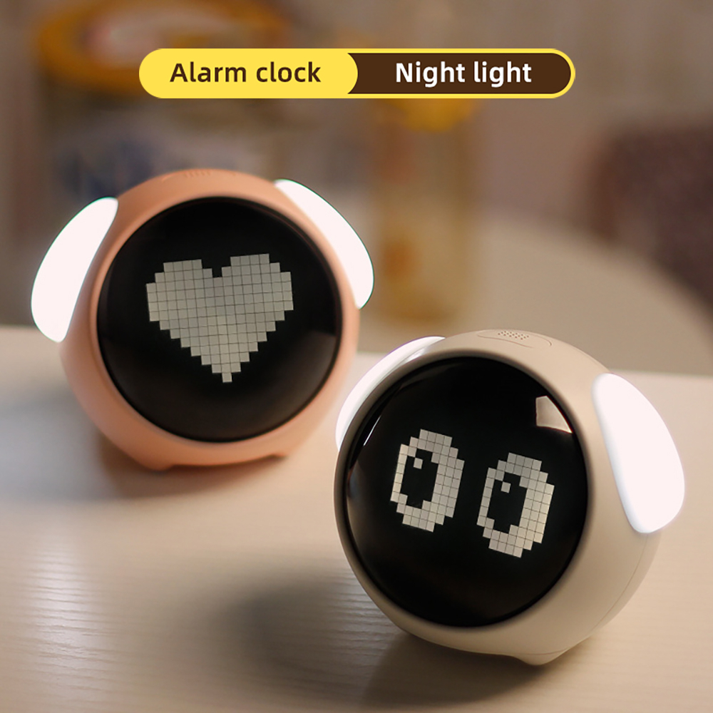 Jam Alarm emoji lucu / Lucu Tidur Jam Alarm Ringan  /Alarm Clock Pixel Lamp Multifunction Interactiv