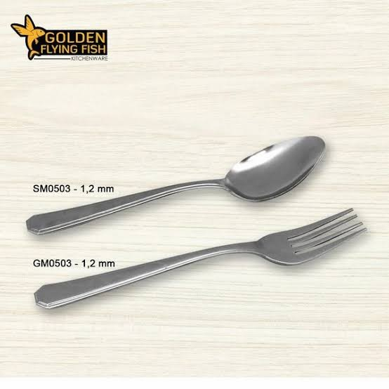 Sendok Garpu Makan SM0503 GM0503 Stainless 6pcs Golden Flying Fish