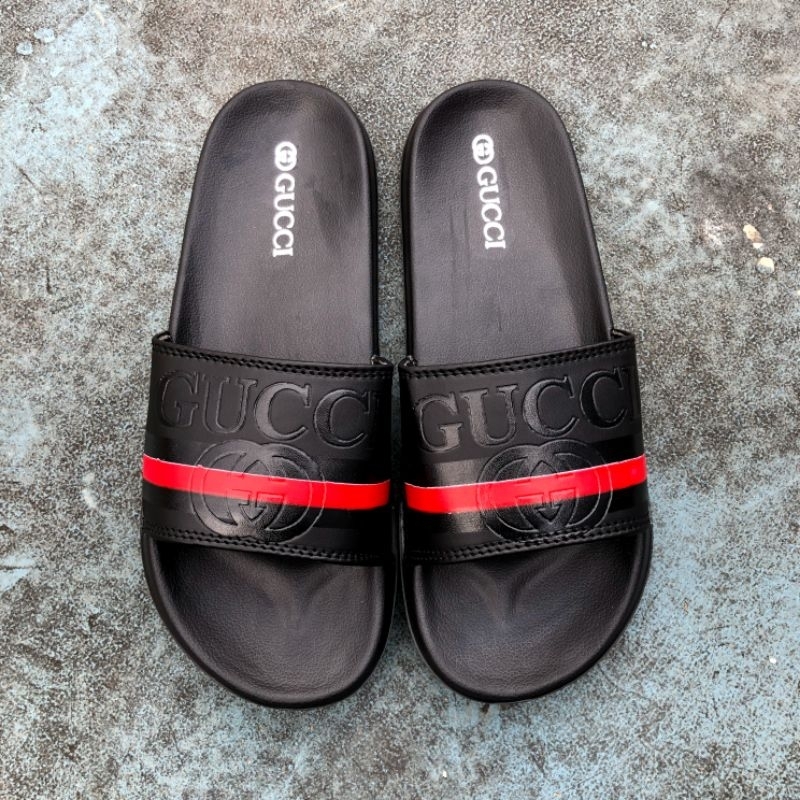 GUCCI SANDAL GRADE ORI VIETNAM, SANDAL PRIA SLIDE GUCCI LOGO PUTIH, SANDAL GUCCI PUTIH