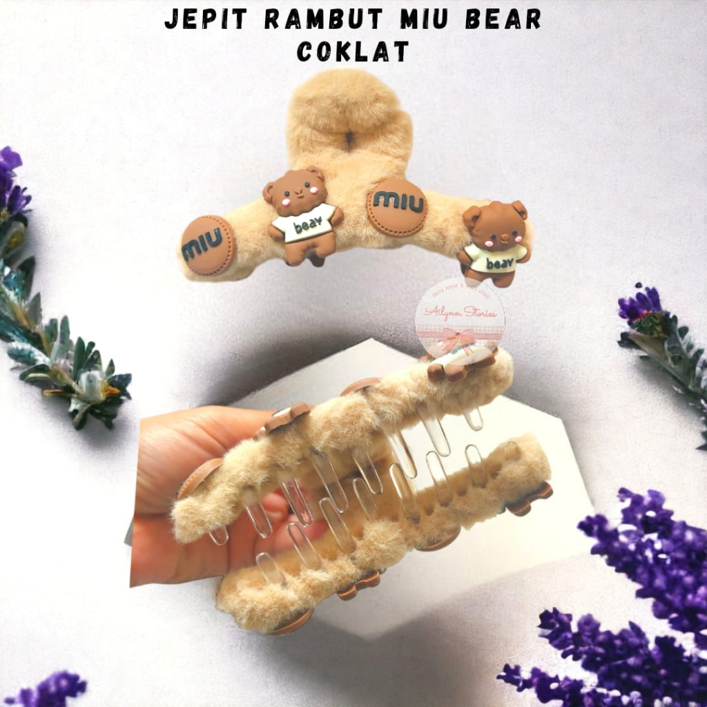 Jepit Jedai Rambut Korea / Jepitan Rambut Besar Bulu Halus Bear