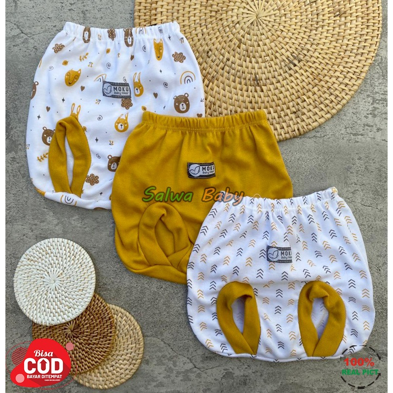 Isi 6 PCS Baju Celana Bayi / 3 Setel Baju Lengan Kutung Celanan POP Usia 0-3 Bulan Seri Kuning Mustard Anababy