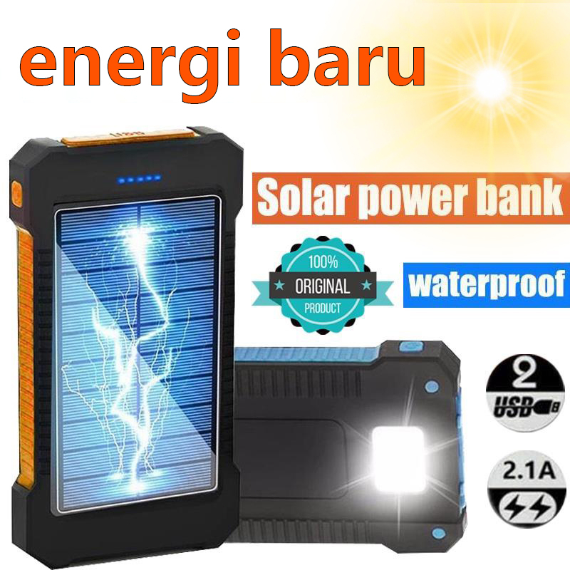 50000mAh Solar Power Bank Charger USB Ports External Charger Flashlight Solar Multifungsi Portabel B
