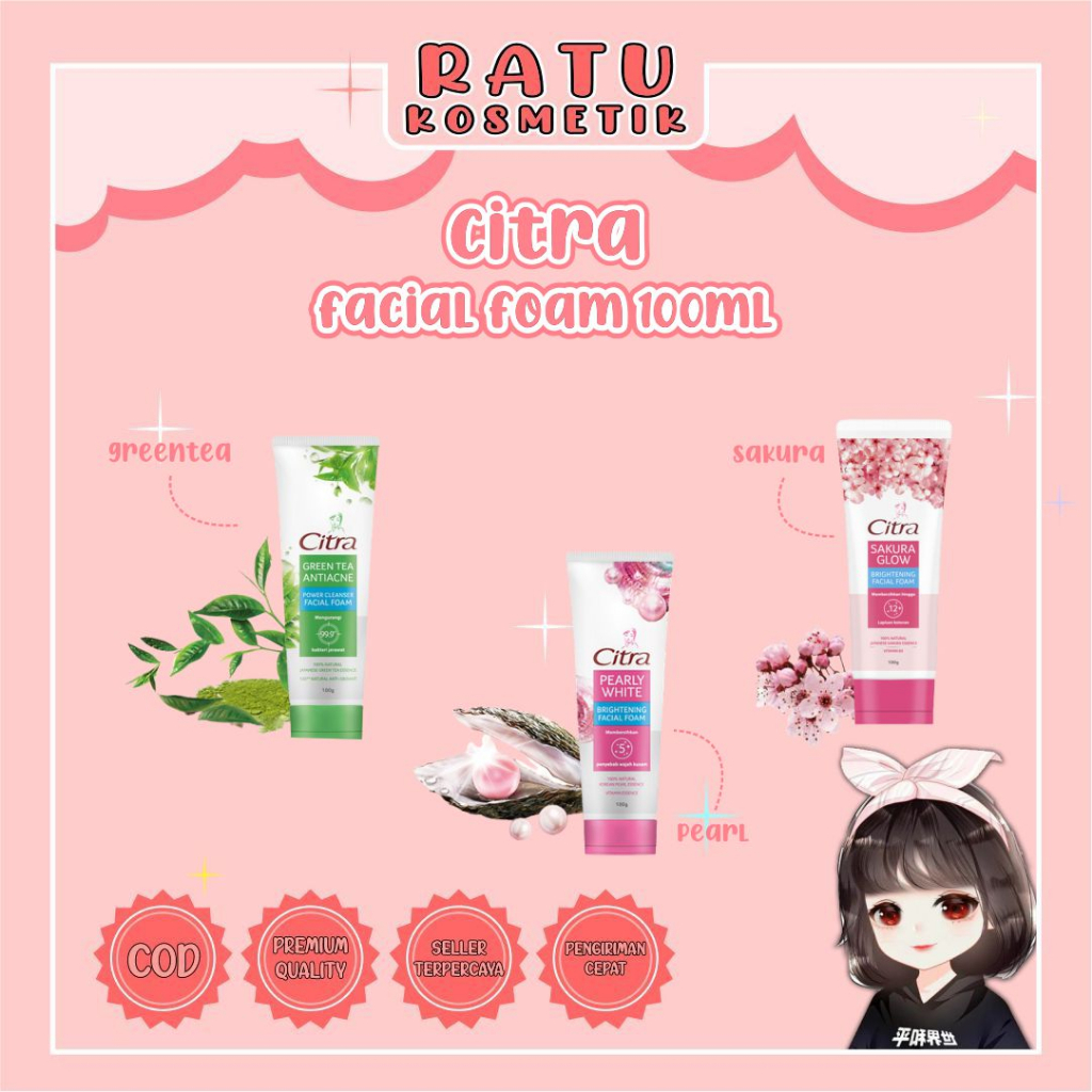 ❤ RATU ❤ Citra Facial Foam 100g | Citra Sakura Glow | Citra Pearly White | Citra Green Tea Anti Acne Facial Foam | Face Wash Sabun Cuci Muka Pencerah