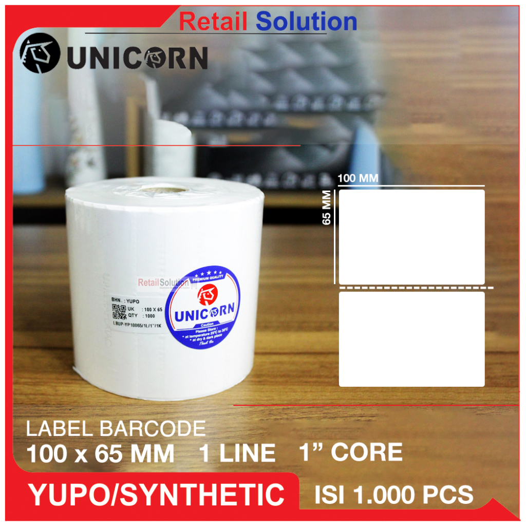 Stiker Barcode Label YUPO - 100x65 mm / 100x65mm / 100 x 65 mm