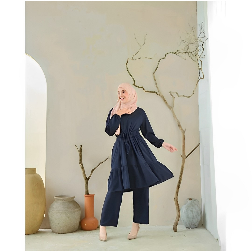 Ramdan Collection - Aruna Oneset Atasan Tunik Jumbo Ld 110 Bahan Crepe Premium Setelan Wanita Kekinian OOTD Remaja Setcel Model Korean Style Terbaru 2023 Fashion Muslim