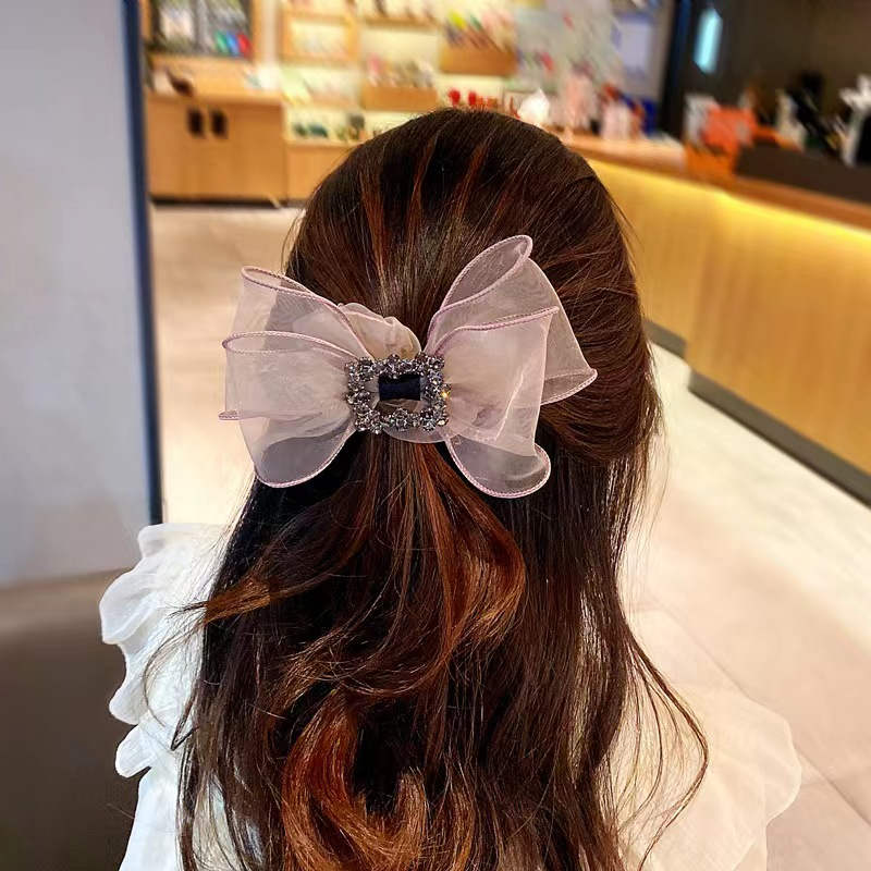 (Hello Girl)F241Jepit Rambut Wanita Pita Motif Polos Permata Import