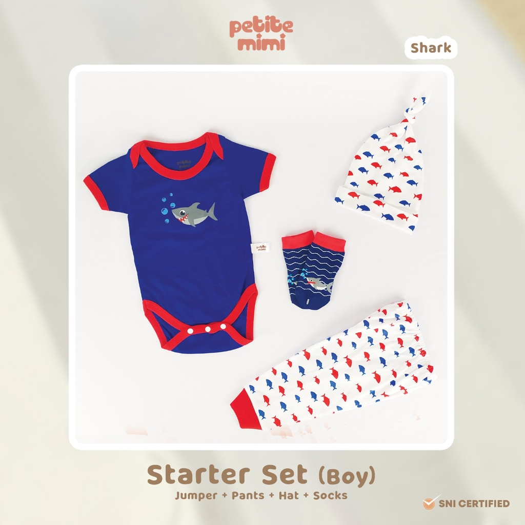 Petite Mimi Baju Setelan Bayi Starter Set 4 in 1 Boy - Girl