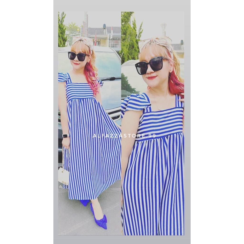 Long Summer Dress Ruffle Babydoll Motif Salur