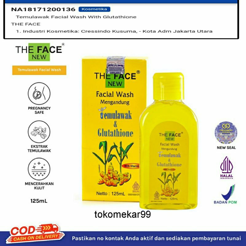 FACIAL WASH THE FACE TEMULAWAK WITH GLUTATHIONE ORIGINAL BPOM RESMI 125ml