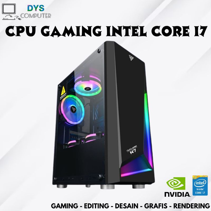 CPU GAMING I7 VGA 2GB / 8GB / 500GB DESAIN EDITING DESAIN GRAFIS RENDERING STREAMING BONUS USB WIFI