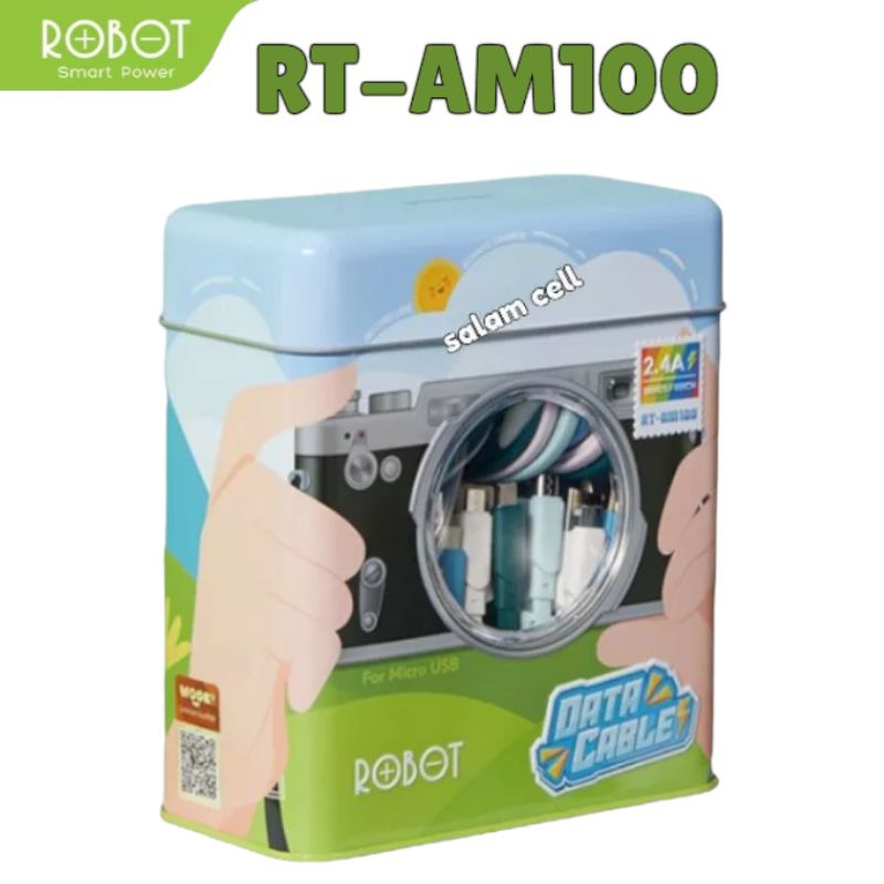 Kabel Data Micro Usb ROBOT RT-AM100 2,4A Full Colour 1Toples Isi 30pcs