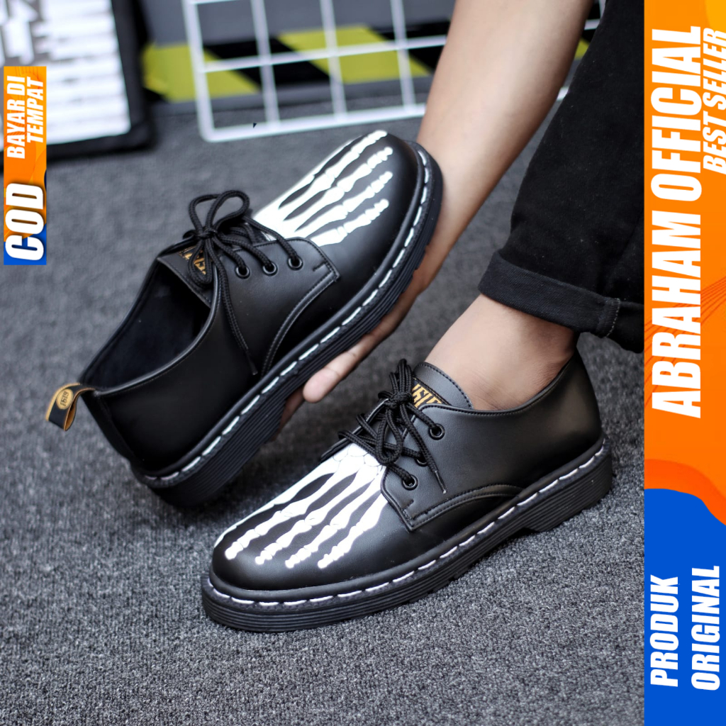 Sepatu Docmart Low Boot Formal Pantofel Hitam Kerja Pria Abraham