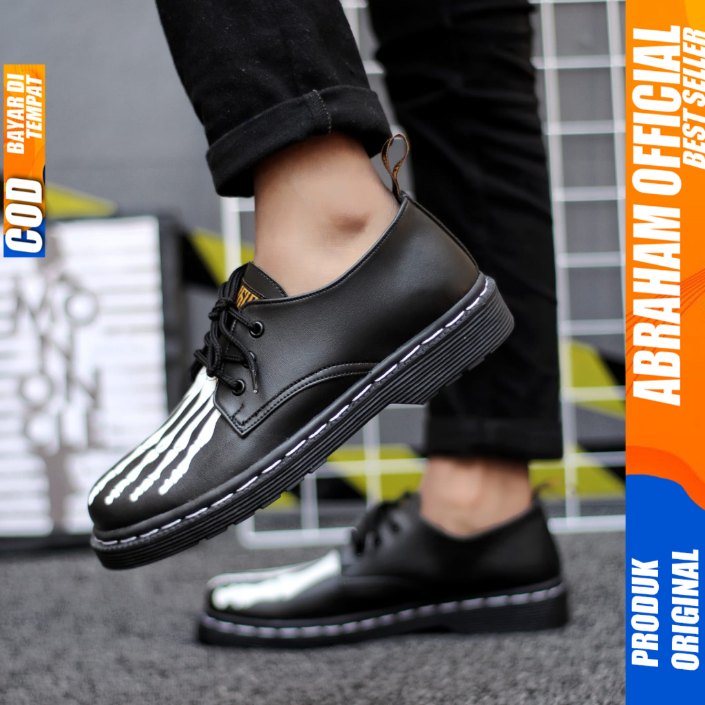 Sepatu Formal Docmart Low Boot Pantofel Kerja Hitam Pria Abraham