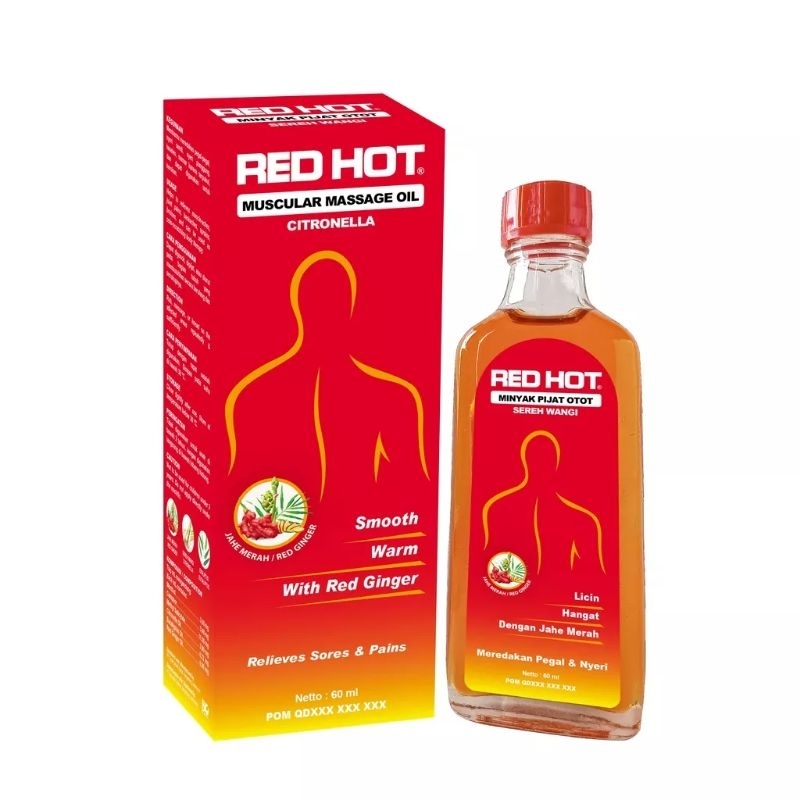 Minyak Pijat Otot RED HOT Jahe Merah Pegel Nyeri Sendi Kerokan 30 ml | 60 ml