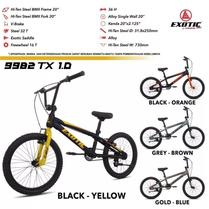 SEPEDA BMX 20 EXOTIC 9982 TX 1.0 TERBARU BY PACOFIC