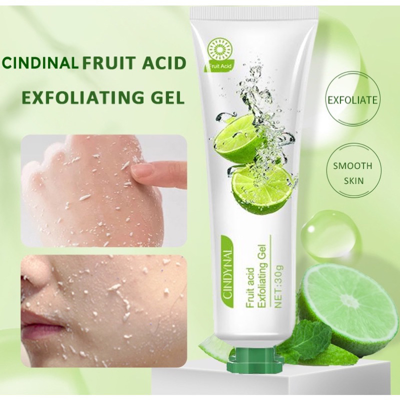 bgskinbukittinggi- BPOM OULISI Fruit Acid Exfoliating Gel 30 Gr Facial Glowing Blackhead Cleaner Body Exfoliating