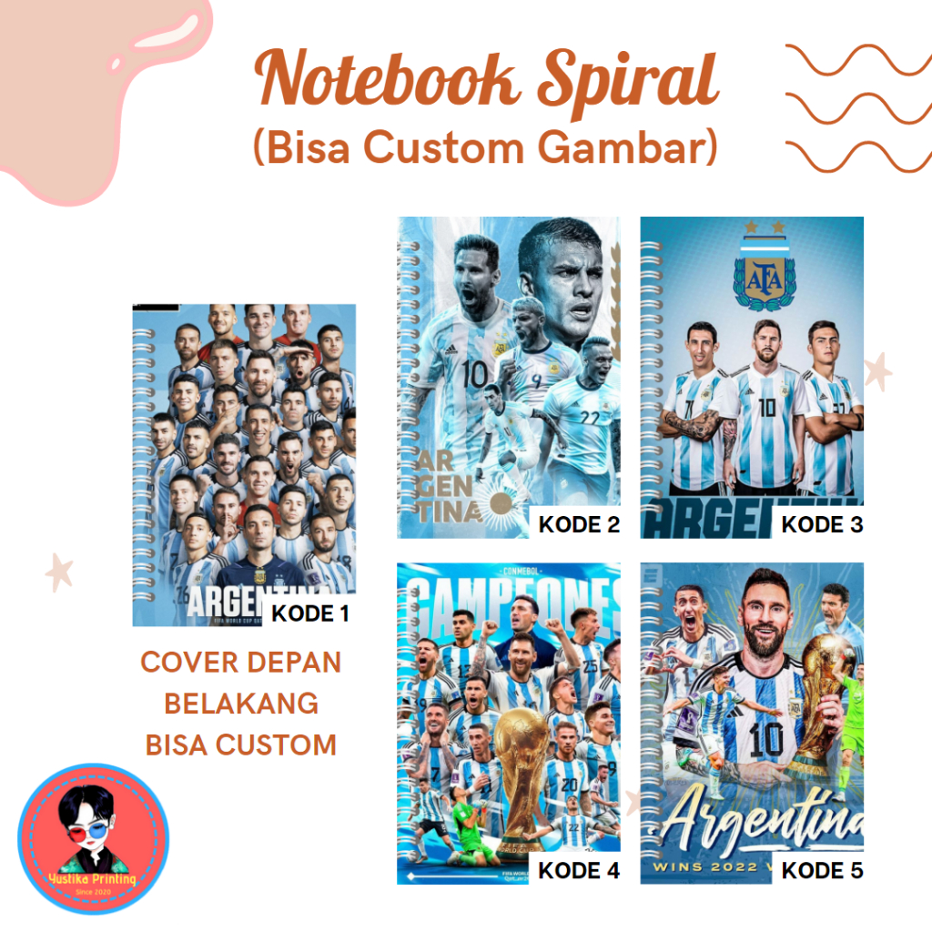 

notebook spriral timnas argentina - buku tulis messi - bisa request gambar