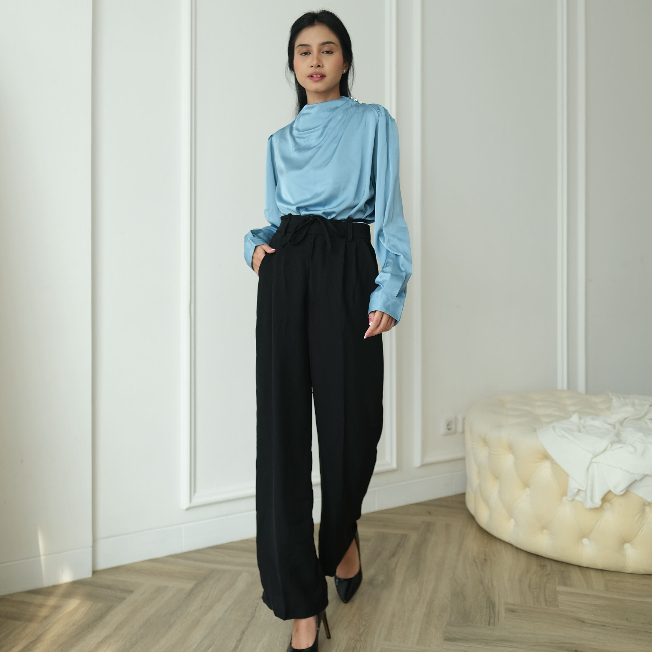 Felycia Sateen Top - Atasan Satin - Blouse Korean - Hijab Friendly