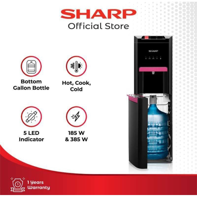 Sharp Dispenser Galon Bawah SWD66EHL-BP Black Purple | BS Black Silver 3in1 Hot Normal Cool Garansi 