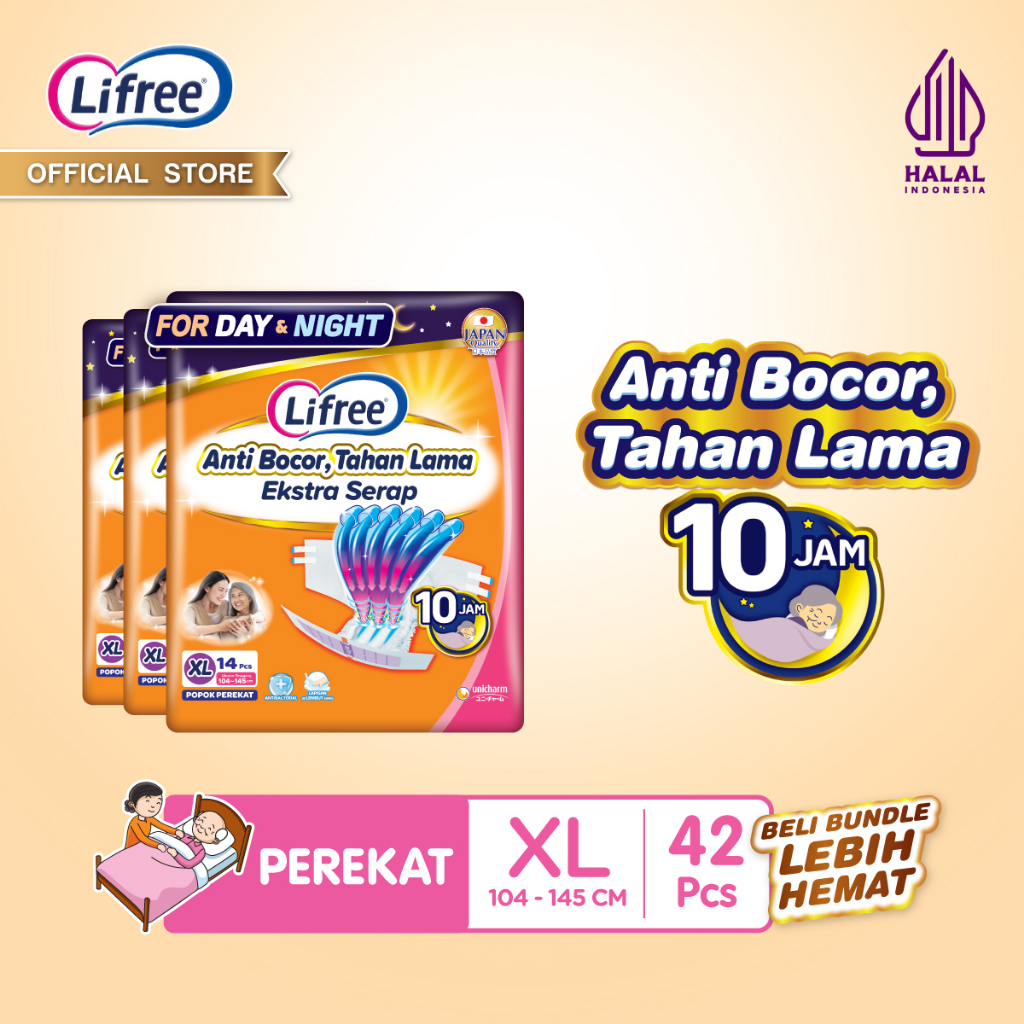 Lifree Popok Dewasa Perekat - XL 14 - 3 Packs