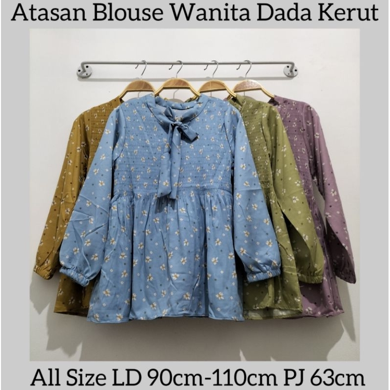 Atasan Blouse Wanita Model Dada Kerut #2646