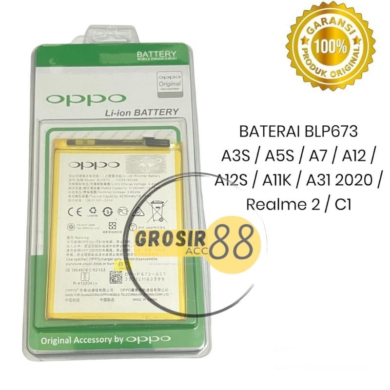 Battery Batre Baterai A3S A5S A7 - A12 A12S A11K A31 - Realme 2 C1 BLP673 Original