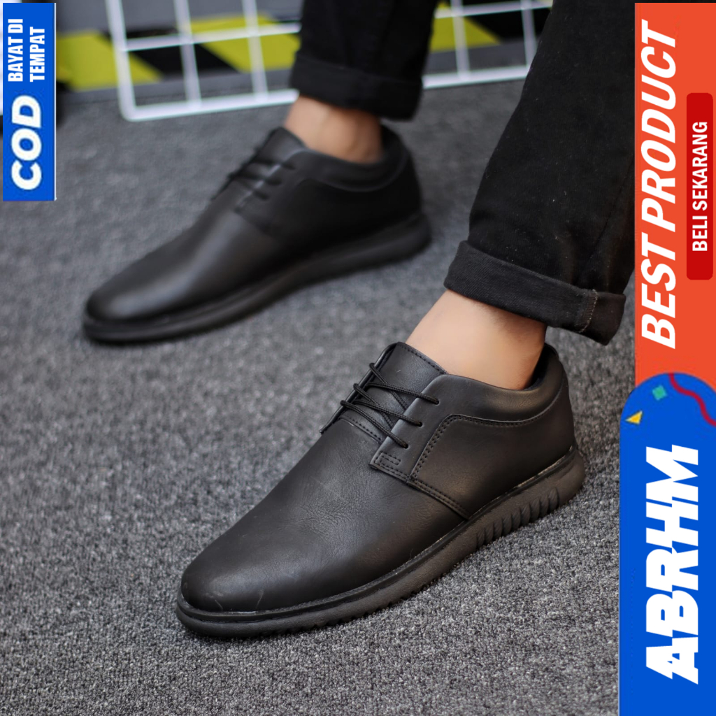 ABRHM Sepatu Formal Pantofel Hitam Casual Kerja Pria