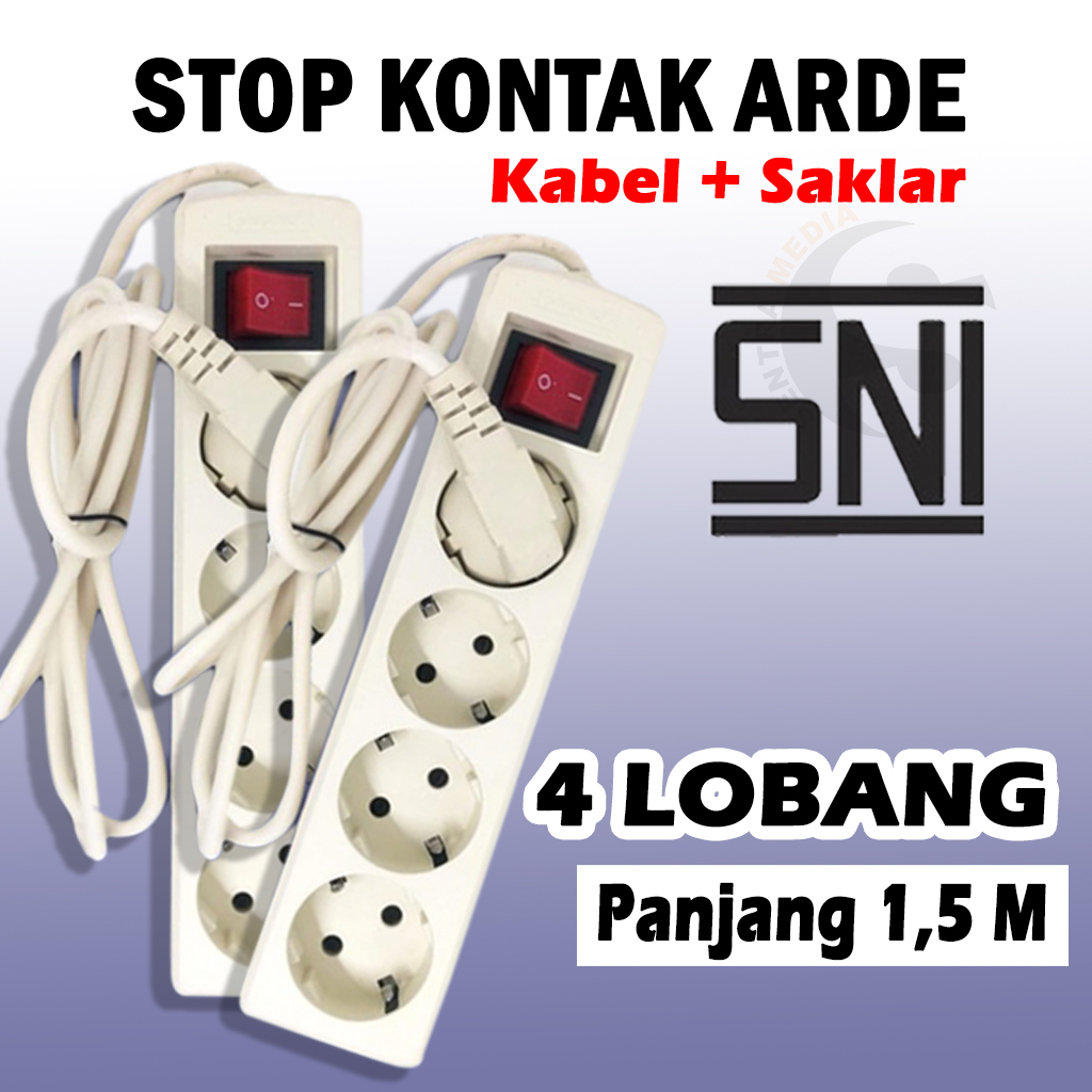 STOP KONTAK ARDE + KABEL /COLOKAN LISTRIK  PANJANG KABEL 1,5 - 3 METER