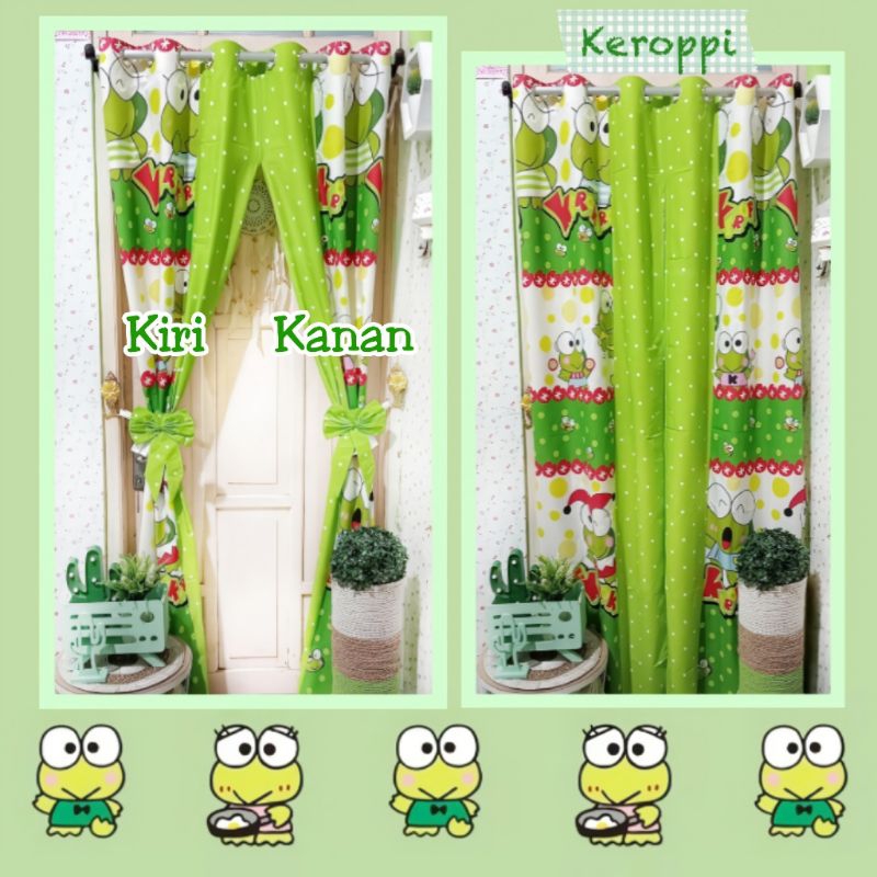 READY Gorden Keroppi (KANAN+KIRI) / SEPASANG Gorden Kero Keropi Hijau Kartun Karakter Lucu / Gorden 