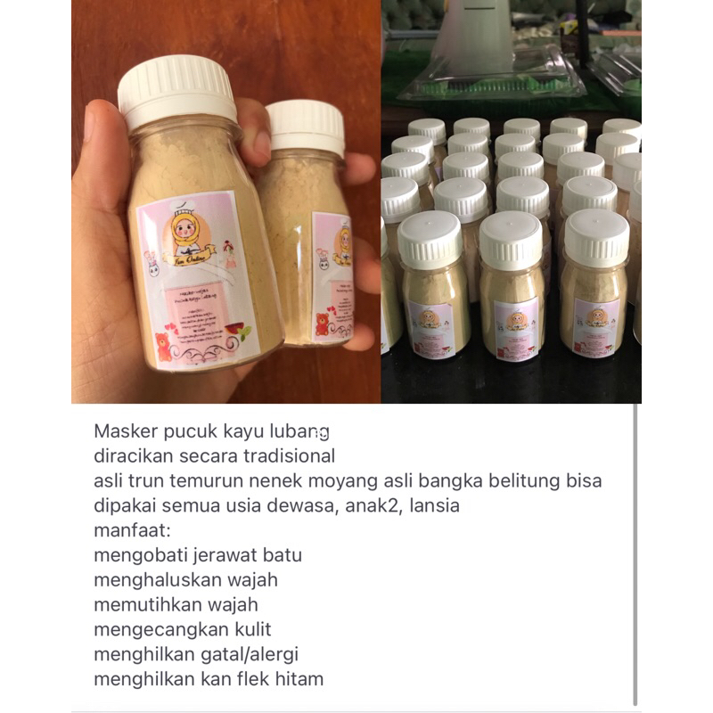 masker wajah pucuk kayu lobang / masker kayu lubang asli bangka belitung