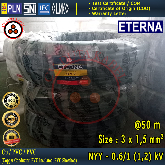 Kabel NYY 3x1,5 mm2 ETERNA (50 M) /3 x 1,5 mm2/3x1.5mm2/3x1.5 mm mm2