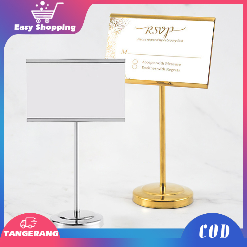 Tiang Nomor Meja 15cm Menu Stand Display Stainless Table Number Holder Name Card Holder Stick Card Holder