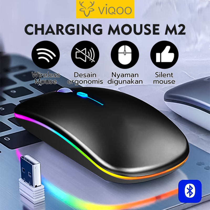 【COD】Viqoo Mouse 2.4G Slim Tipis USB Wireless Bluetooth tanpa kabel 4D Optical Model PC Laptop Komputer