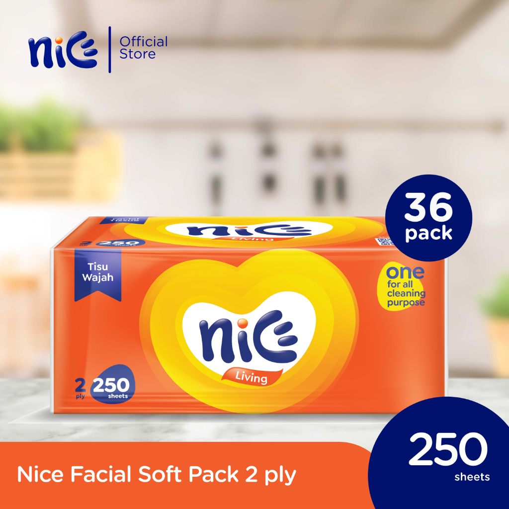 Nice Tissue Wajah Soft Pack 250 Sheets x 36 pcs (Carton)