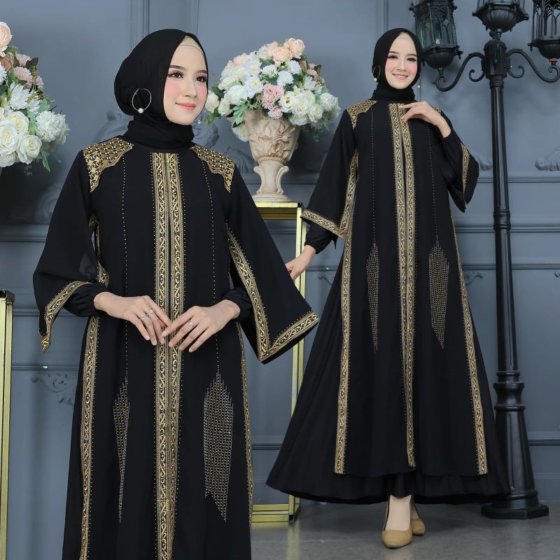 GAMIS ABAYA TURKEY BORDIR PAYET LENGAN CAPE VIVIAN